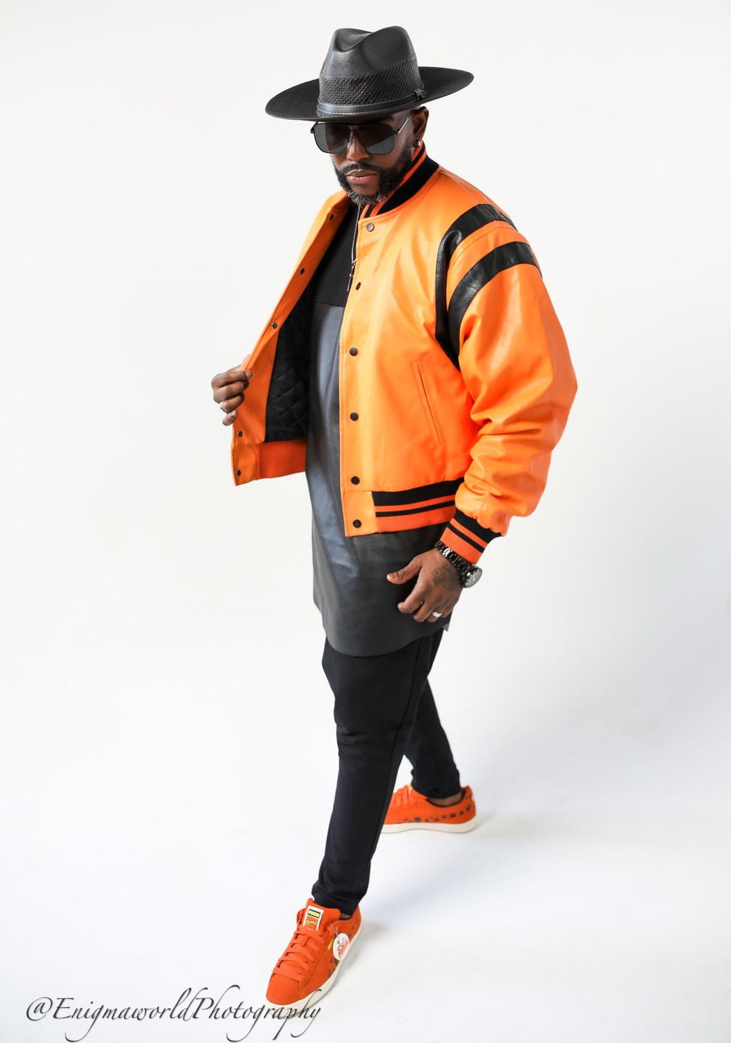 Black and Orange vortex varsity Jacket