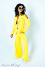 Load image into Gallery viewer, Sunflower Cold shoulder suit set
