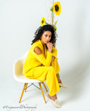 Load image into Gallery viewer, Sunflower Cold shoulder suit set
