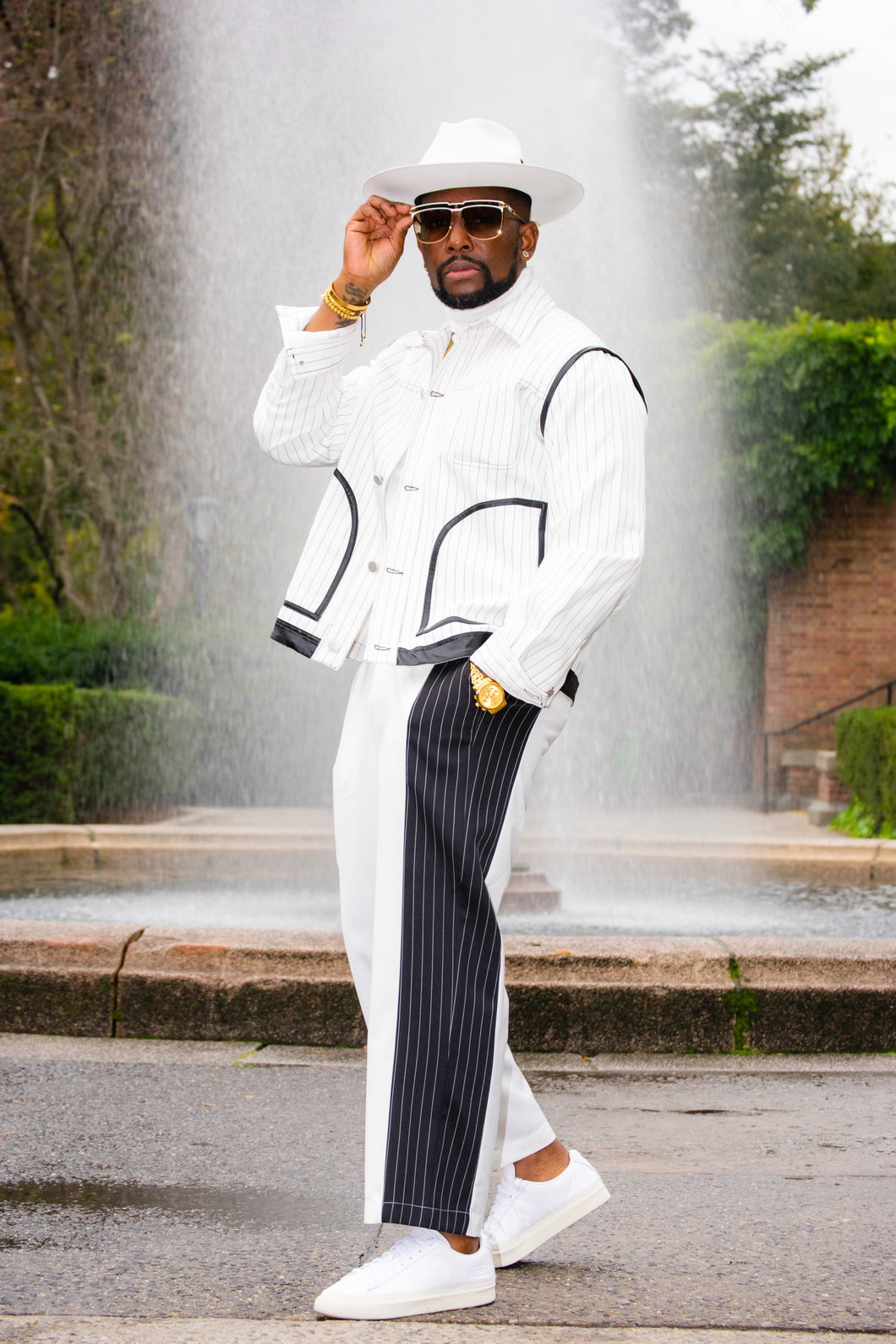 Situation Vintage Striped Denim Suit