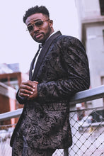 Load image into Gallery viewer, Mr.Toliver Black &amp; Gold Suede Suit - Pcambry
