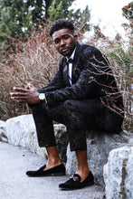 Load image into Gallery viewer, Mr.Toliver Black &amp; Gold Suede Suit - Pcambry
