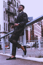 Load image into Gallery viewer, Mr.Toliver Black &amp; Gold Suede Suit - Pcambry
