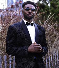 Load image into Gallery viewer, Mr.Toliver Black &amp; Gold Suede Suit - Pcambry
